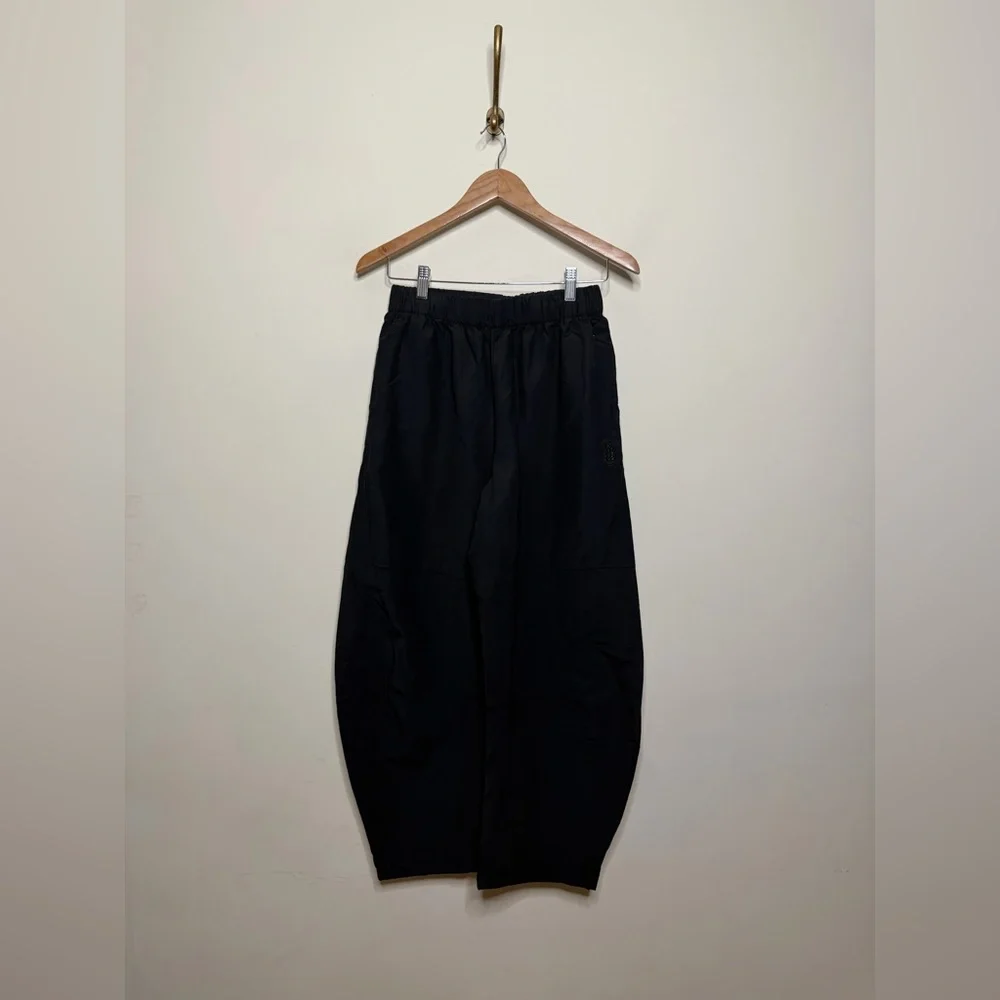 Free People FP Movement Game Day High Rise Barrel Leg Pants Black Parachute_7